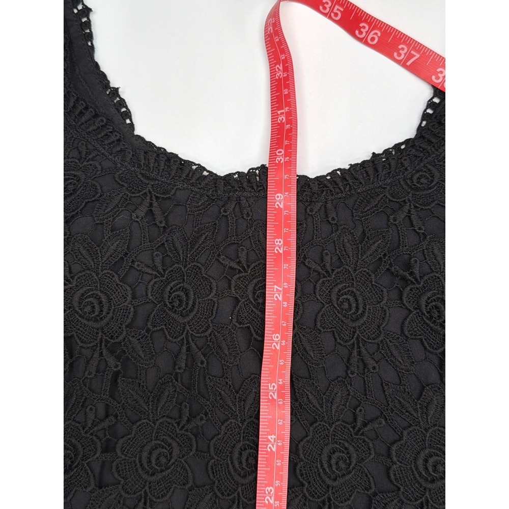 White House Black Market‎ Black Lace Square Neck 3/4 Sleeve Sheath Dress Size 8 - Picture 6 of 10